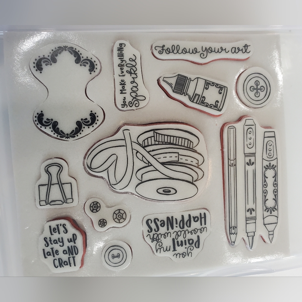 Stampin'Up! It Starts With Art stamp set + Button Button Embossing Folder - Picture 3 of 4